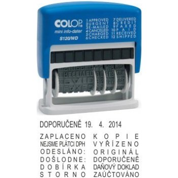 Timbro Datario COLOP Mini Dater S 120 - Data In Tedesco Formato 25 NOV 2025, Inchiostro Blu, Dimensioni 6x5x2cm