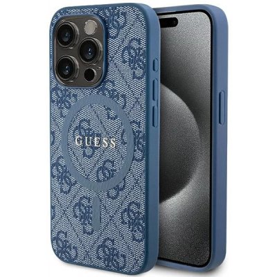 Guess iPhone 15 Pro Max 4G Collection Leather Metal Logo MagSafe blue – Zboží Mobilmania
