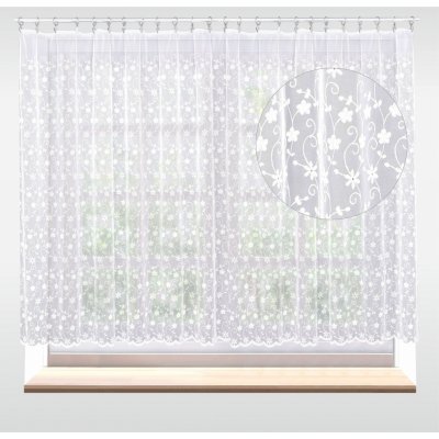 Záclona řecký tyl Bílé květy metráž cream cena od - 140 cm EAL 6264 – Zboží Mobilmania