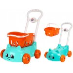 Mikro trading Nákupní vozík tyrkysový s motivem kočky s odnímatelným košíkem v síťce – Zboží Mobilmania