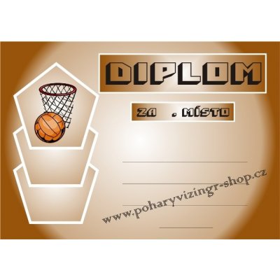 VIZINGR Basketbal diplom A4 č.5 Basket č.5 BEZ TEXTU – Zboží Dáma