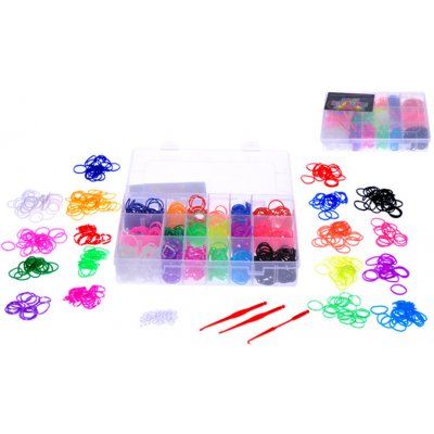 Udělej si svůj náramek - gumičky 1440ks s doplňky v plastové krabičce v sáčku – Zboží Dáma