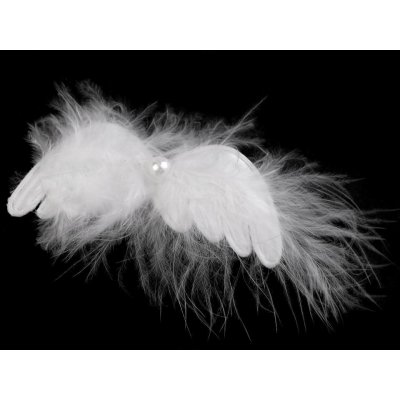 Dekorace andělská křídla s klipem 3 ks, barva bílá