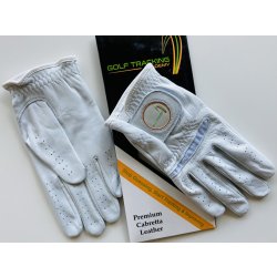 Golf Tracking PREMIUM Mens Golf Glove Cabretta bílá pravá L 2ks