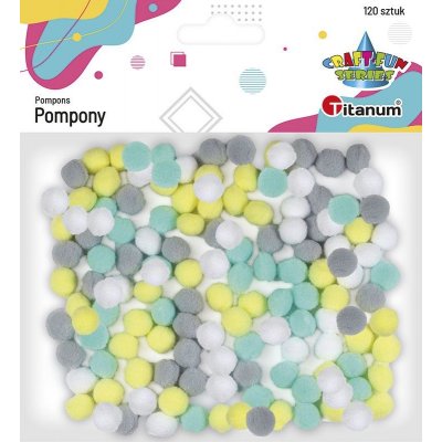 Titanum Bambulky pompony šedo bílo zeleno žlutý mix 10 mm 120 ks – Hledejceny.cz