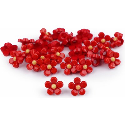 Plastový knoflík - Kytička 11mm Barva: Červená – Zboží Dáma