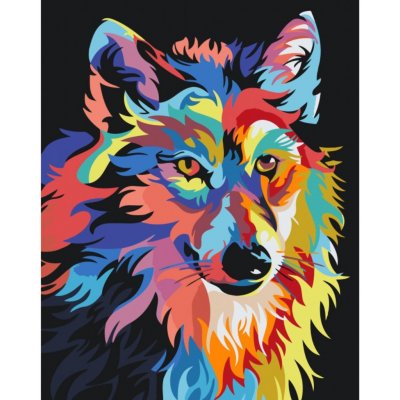 Malování podle čísel s rámem Barevný vlk – Zboží Mobilmania