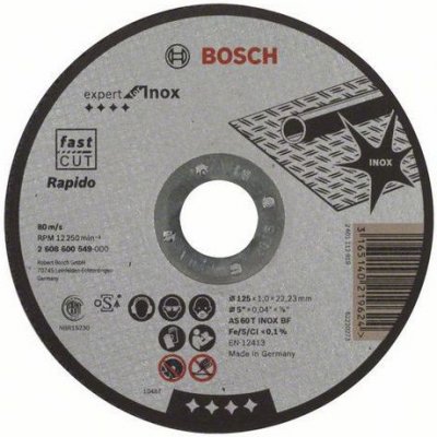 Bosch - Řezný kotouč rovný Expert for Inox - Rapido AS 60 T INOX BF, 125 mm, 1,0 mm, 25 BAL – Zboží Mobilmania