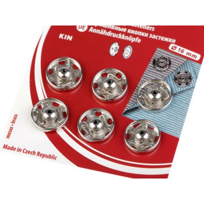 Kovové patentky / stiskací knoflíky Varianta: 8/16 mm 6 nikl, Balení: 1 karta – Zboží Mobilmania
