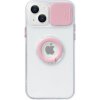 Pouzdro a kryt na mobilní telefon Apple Pouzdro AppleKing transparentní s držákem na prst a krytkou kamery iPhone 13 mini - růžové