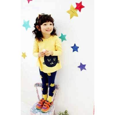 Dívčí komplet legíny a tričko dlouhým rukávem 7018742 1 žlutá – Zboží Dáma