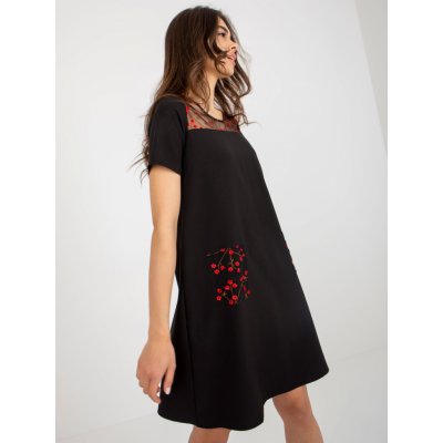 Mini šaty s květinovou aplikací LK-SK-506790.45 black