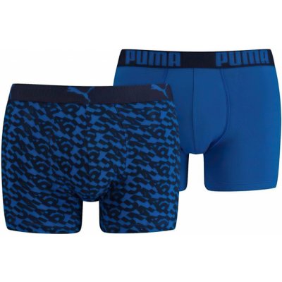 Puma pánské boxerky Logo AOP Boxer 2-pack Petrol Blue