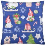 Mybesthome Bavlněný vánoční polštář 025 CHRISTMAS modrá s prošívanou výplní 40x40 – Sleviste.cz