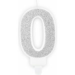 PartyDeco Narozeninová svíčka 0 stříbrná 7 cm – Sleviste.cz