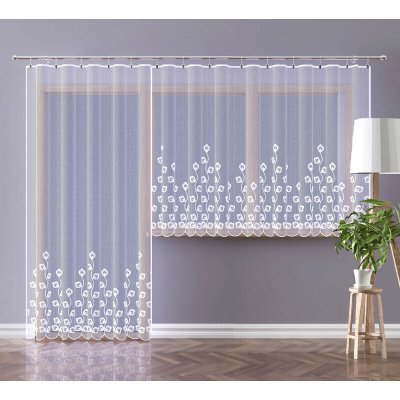 Hotová záclona nebo balkonový komplet, Emilia, bílá 180 x 250 cm dveře – Zboží Mobilmania