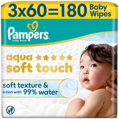 Pampers Dětské čisticí ubrousky, Aqua Soft Touch Baby 3 x 60 ks – Hledejceny.cz