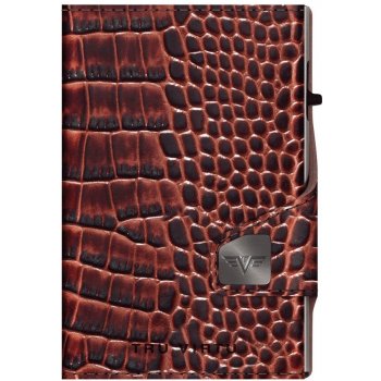 TRU VIRTU Twin Wallet Click & Slide leath. Croco Brown