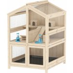 PawHut Dřevěná klec pro křečky 68 x 61,5 x 90 cm | přírodní – Zboží Dáma