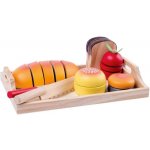 Woody dřevo tác se snídaní makety potravin na krájení set se 2 nožíky – Zbozi.Blesk.cz