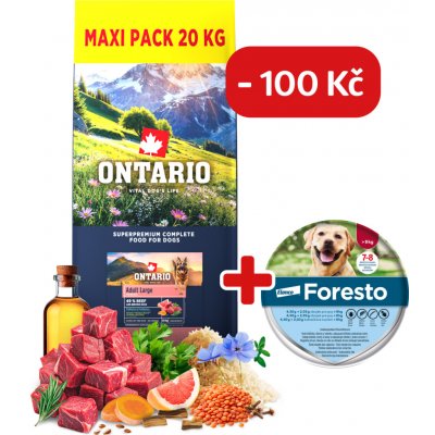 Ontario Adult Large Beef & Brown Rice 20 kg – Zboží Mobilmania