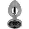 Anální kolík OHMAMA Kovový anální kolík s černým krystalem 8 cm