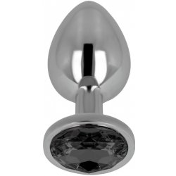 OHMAMA Kovový anální kolík s černým krystalem 8 cm