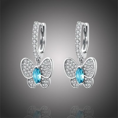 Grace Silver Jewellery stříbrné se zirkony Yolanda motýl E-SCE513 modrá