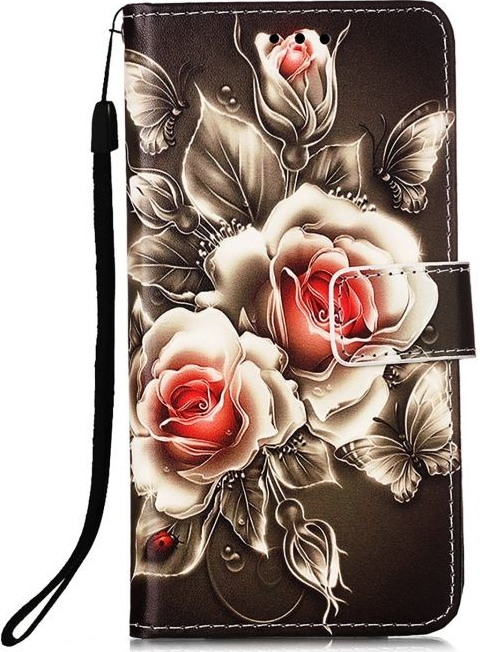 Pouzdro Trendy Cross case Růže na černým – Samsung Galaxy A54 5G