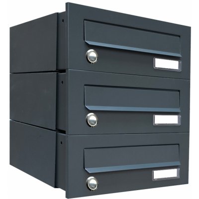 Poštovní schránka rovná k zazdění do sloupku ANTRACIT 3x Varianta: se zvonkovým tlačítkem – Hledejceny.cz