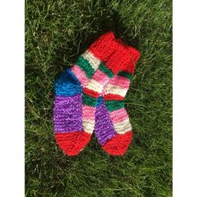 Ponožky od Magdy Ručně pletené veselé ponožky červená fialová