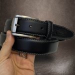 Černý kožený pásek DEUTSCHLAND s monogramem – Zbozi.Blesk.cz