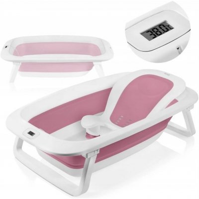 LIONELO Skládací vanička Babybubble s teploměrem a lehátkem Pink Magnolia – Sleviste.cz