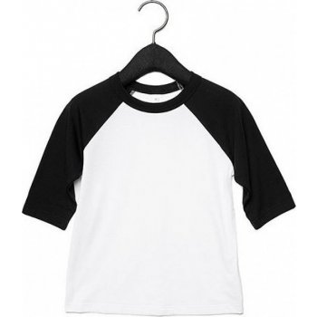 Bella+Canvas dětské směsové triko s baseballovým 3/4 kontrastním rukávem bílá černá