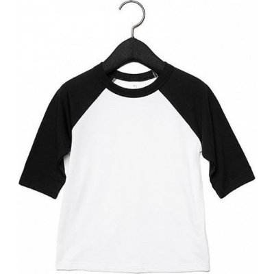 Bella+Canvas dětské směsové triko s baseballovým 3/4 kontrastním rukávem bílá černá