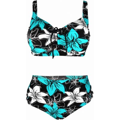 Salma pestré S803 dvoudílné plavky pro plnoštíhlé petrolejová – Zboží Dáma