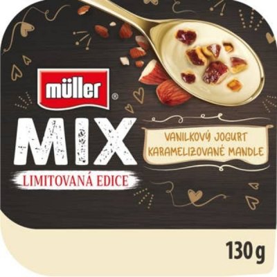 Müller MIX jogurt s vanilkovou příchutí a karamelizované mandle 130 g – Zboží Dáma