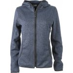 Daiber JN 588 dámská pletená fleecová bunda s kapucí denim melange/black