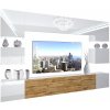 Obývací stěna Belini Premium Full Version bílý lesk dub wotan LED osvětlení Nexum 45