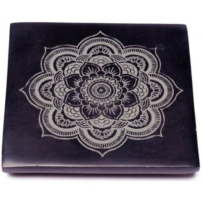 Mani Bhadra Vykuřovací podložka a stojánek na vonné tyčinky Mandala černý kámen 10 x 10 x 1,2 cm – Hledejceny.cz