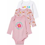 Lupilu Dívčí body s dlouhými rukávy s BIO bavlnou 3kusy vzorovaná růžová bílá – Zboží Dáma