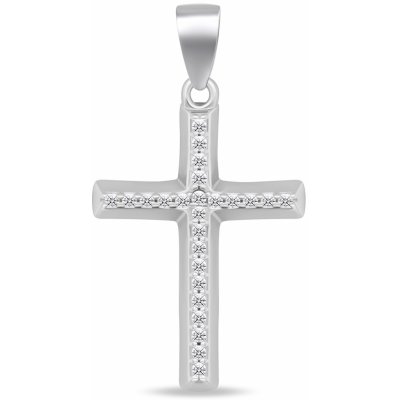 Brilio Silver Stříbrný přívěsek křížek se zirkony CRS177 – Zboží Dáma