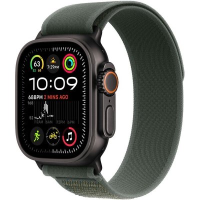 Apple Watch 49mm zelený Trailový tah - S/M - provedení z černého titanu MYQ33ZM/A – Zboží Živě