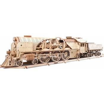 Ugears 3D mechanické puzzle Lokomotiva V-Express s vagónem 538 ks