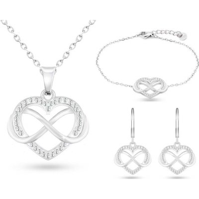 Ellami Ellami Verona 004 Set řetízek, náušnice a náramek, srdíčko se symbolem nekonečna, se zirkony – Hledejceny.cz