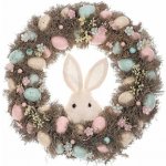Autronic Věnec s barevnými vajíčky bílý zajíc – Zboží Dáma