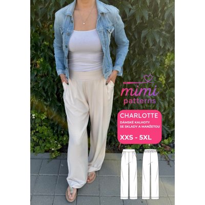 Dámský střih na kalhoty se sklady a manžetou Charlotte | MIMI patterns - Česky – Sleviste.cz