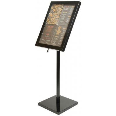 Osvětlená zasklená LED tabule 4 x A4, s postavcem a stojanem, černá – Zboží Živě