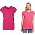 Build Your Brand Prodloužené splývavé tričko s ohrnutými rukávy růžová hibiskus – Hledejceny.cz