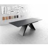 Jídelní stůl DELIFE Jídelní stůl Edge 180-220x90cm Laminam® keramika šedá podnož ve tvaru "V"černá